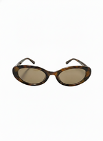Picture of brown SLIGHT CAT EYE ACRYLIC FRAME SUNGLASSES on a white background.