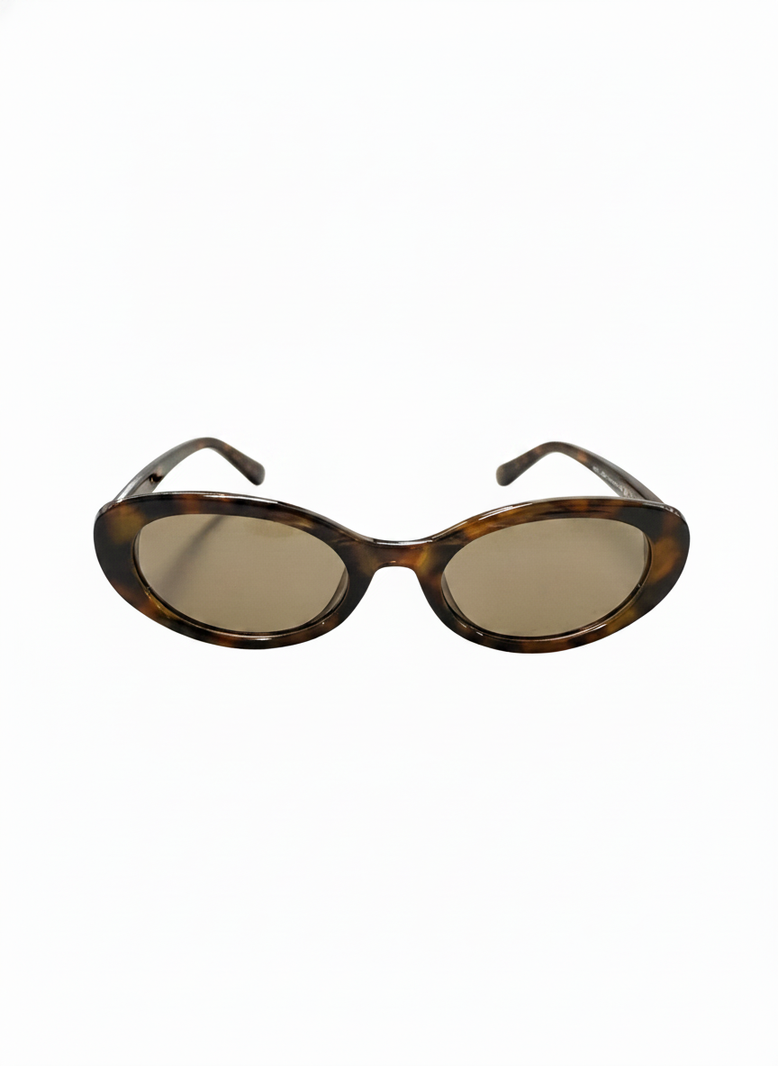 Picture of brown SLIGHT CAT EYE ACRYLIC FRAME SUNGLASSES on a white background.