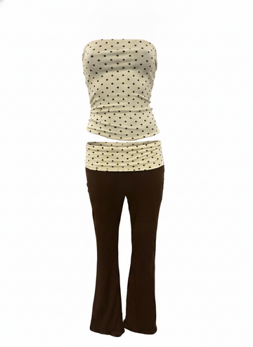 POLKA DOT TUBE TOP & PANT SET WITH HEADBAND