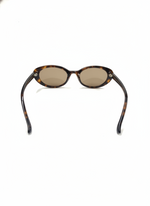 Picture of brown SLIGHT CAT EYE ACRYLIC FRAME SUNGLASSES on a white background.