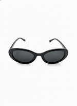 Picture of black SLIGHT CAT EYE ACRYLIC FRAME SUNGLASSES on a white background.