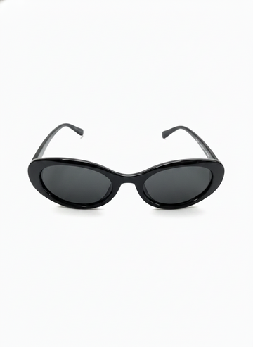 Picture of black SLIGHT CAT EYE ACRYLIC FRAME SUNGLASSES on a white background.