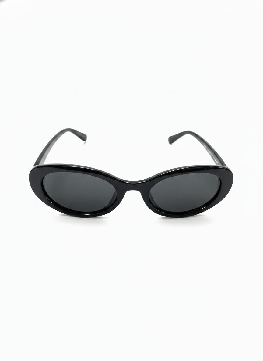 Picture of black SLIGHT CAT EYE ACRYLIC FRAME SUNGLASSES on a white background.