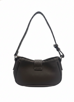 LEATHER SADDLE FRONT BUCKLE STRAP DETAIL SHOULDER BAG