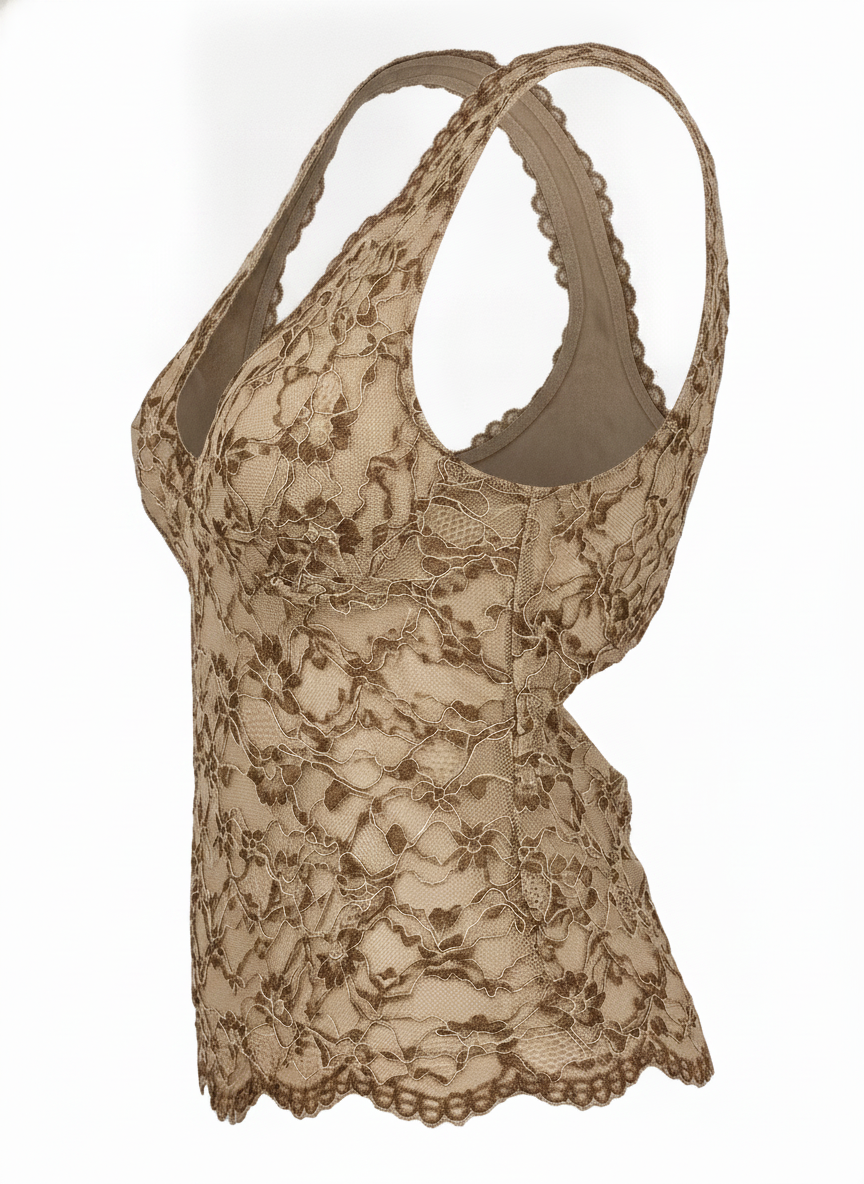 CONTRAST LACE OVERLAY SLEEVELESS CROP TOP