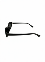 Picture of black SLIGHT CAT EYE ACRYLIC FRAME SUNGLASSES on a white background.