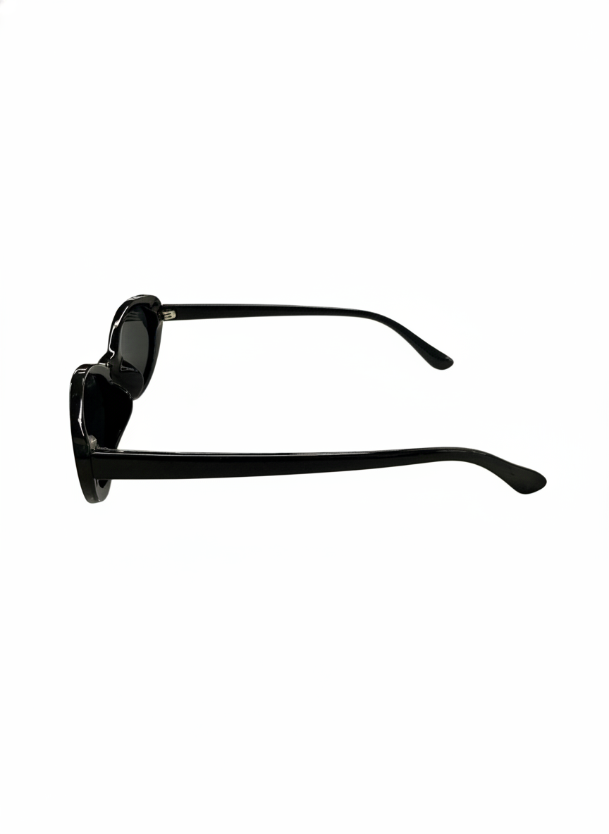 Picture of black SLIGHT CAT EYE ACRYLIC FRAME SUNGLASSES on a white background.