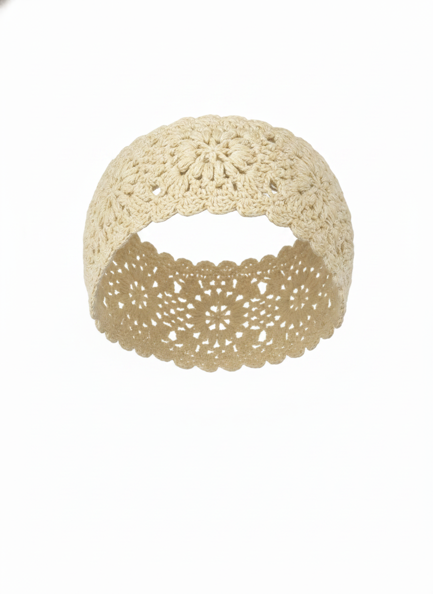 VINTAGE CROCHET FLORAL PATTERN HEADBAND