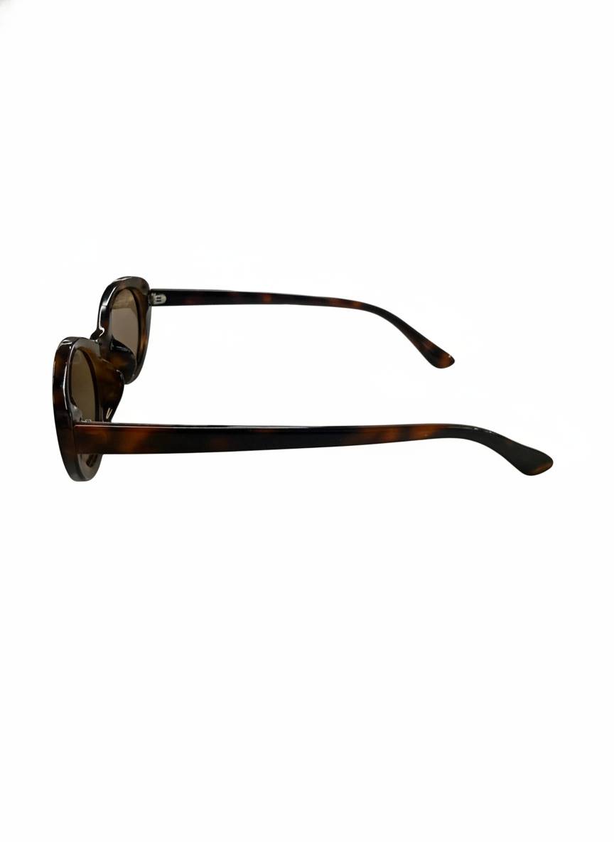 Picture of brown SLIGHT CAT EYE ACRYLIC FRAME SUNGLASSES on a white background.