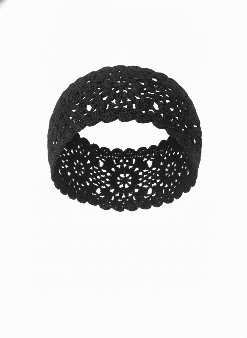 VINTAGE CROCHET FLORAL PATTERN HEADBAND