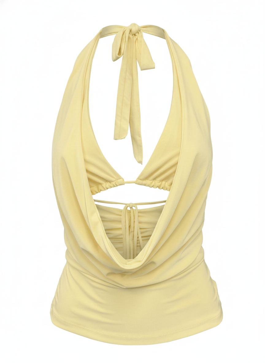 TIE NECK & BACK BIKINI DETAIL COWLED TOP 9040T (4)