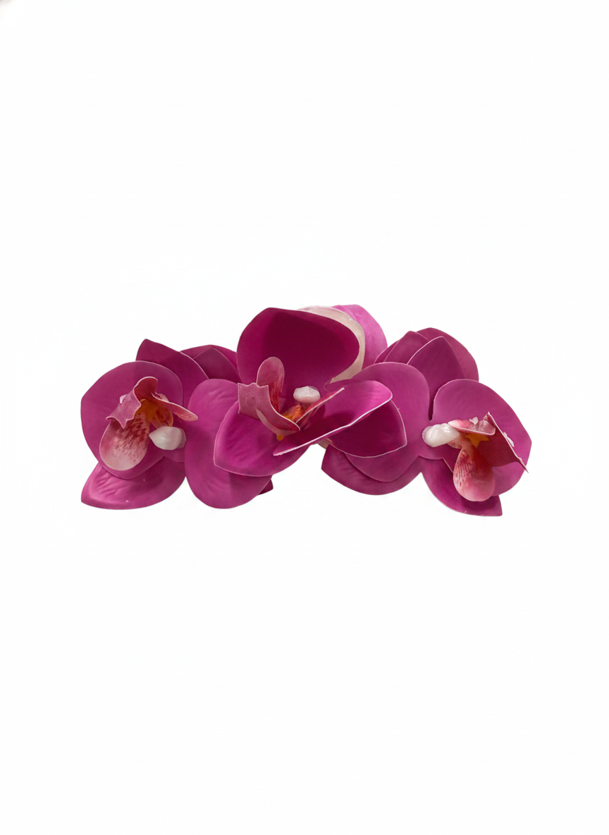 A pink TRIPLE FLOWER CLAW CLIP on a white background.