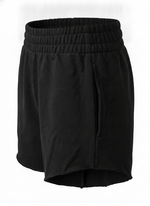 ELASTIC WAIST LOOSE FIT RAW HEM SHORT