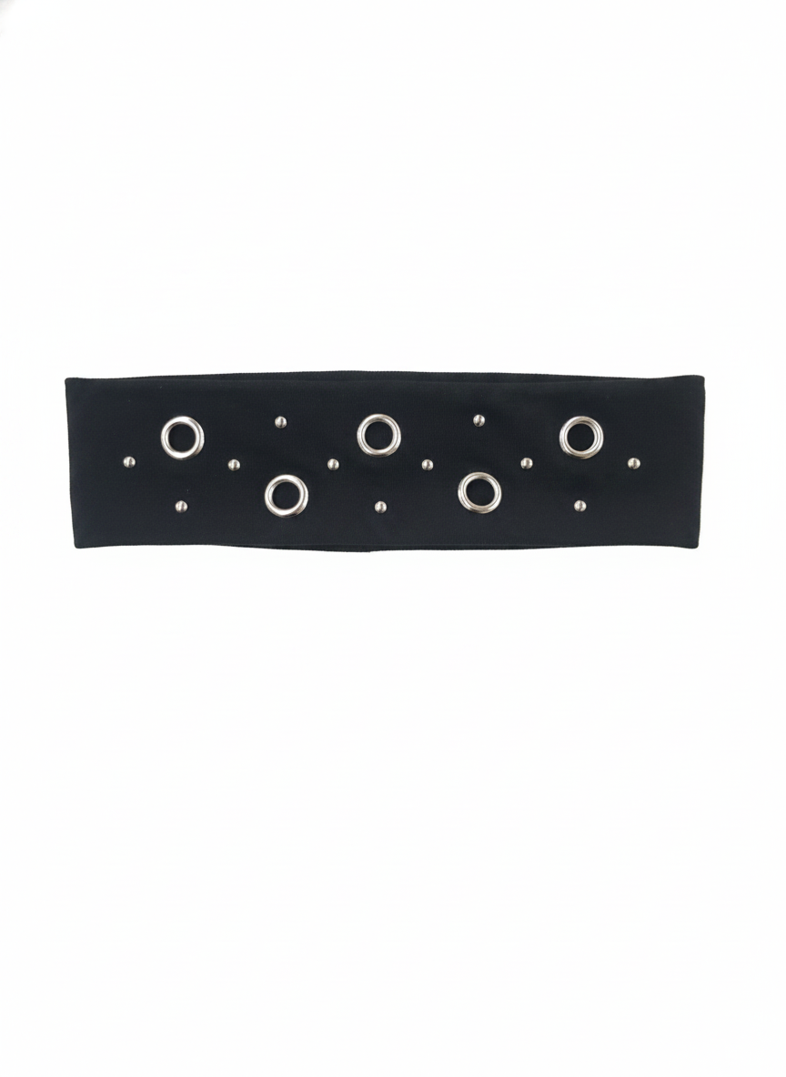 GROMMET AND STUD DETAIL HEADBAND