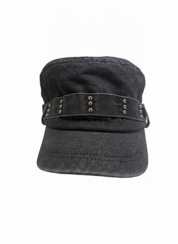 VINTAGE MILITARY STYLE CADET CAP WITH STUDS