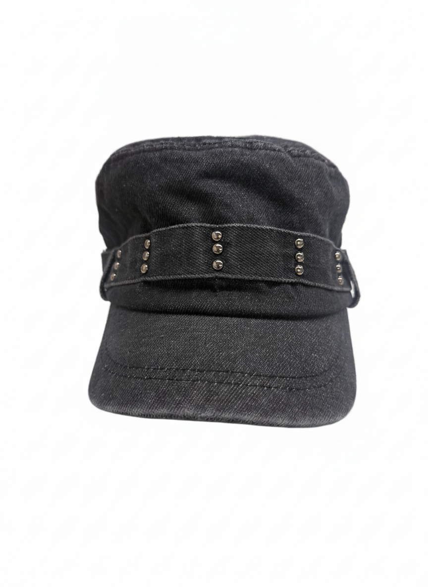 VINTAGE MILITARY STYLE CADET CAP WITH STUDS